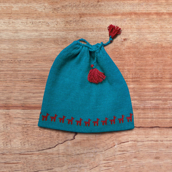 Kids-hat and loop 2 in 1 made out from baby alpaca wool color blue