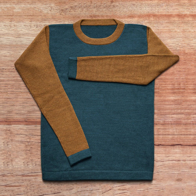 Sweater Men – Night-Blue + Wood-Brown